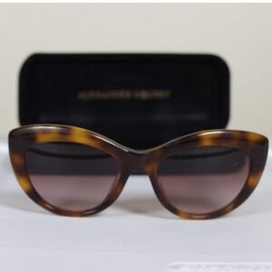 Alexander McQueen Havana Tortoise Cat Eye Sunglasses Brown Lens AM0040SA